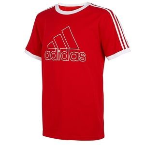 adidas Boys Short Sleeve Badge of Sport Logo Athletic Ringer Tee Shirt